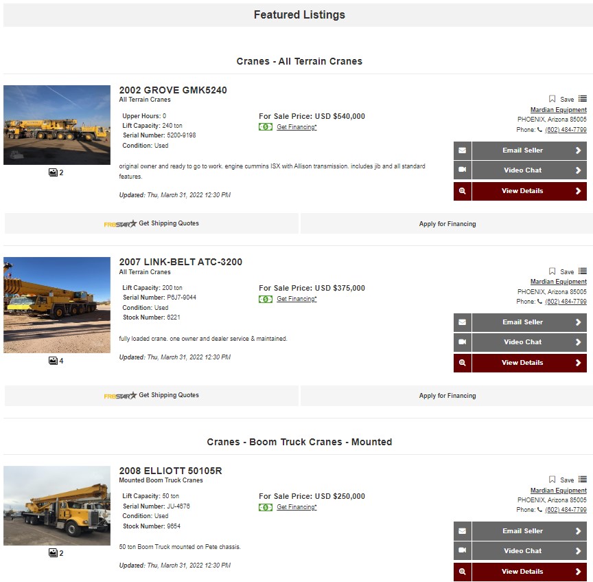 Construction Equipment For Sale by Mardian Equipment